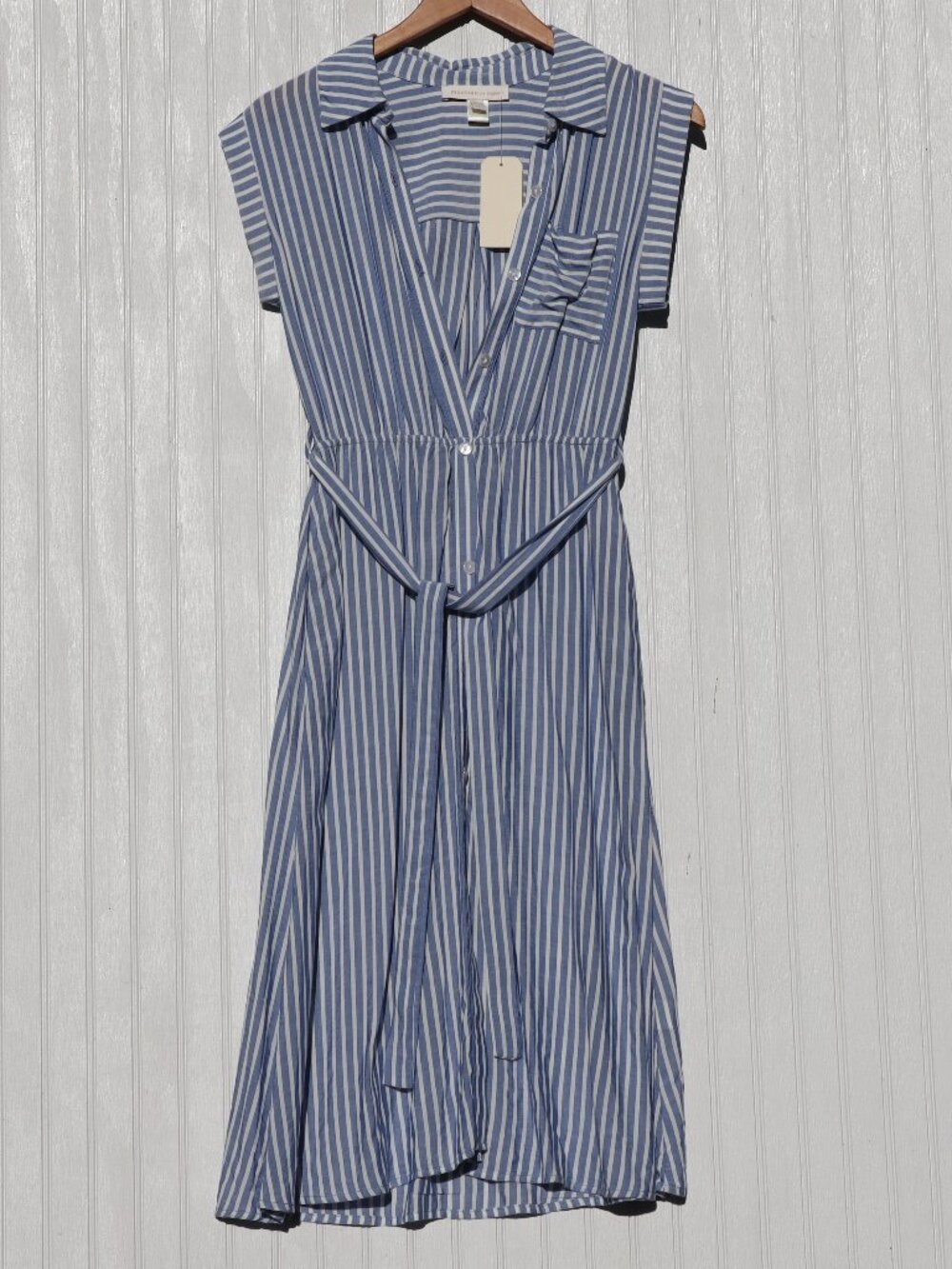 NWT Monteau Los Angeles Blue and White Striped Dress